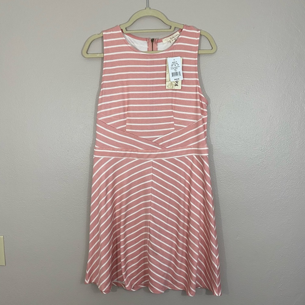 Peach and white striped dress NWT